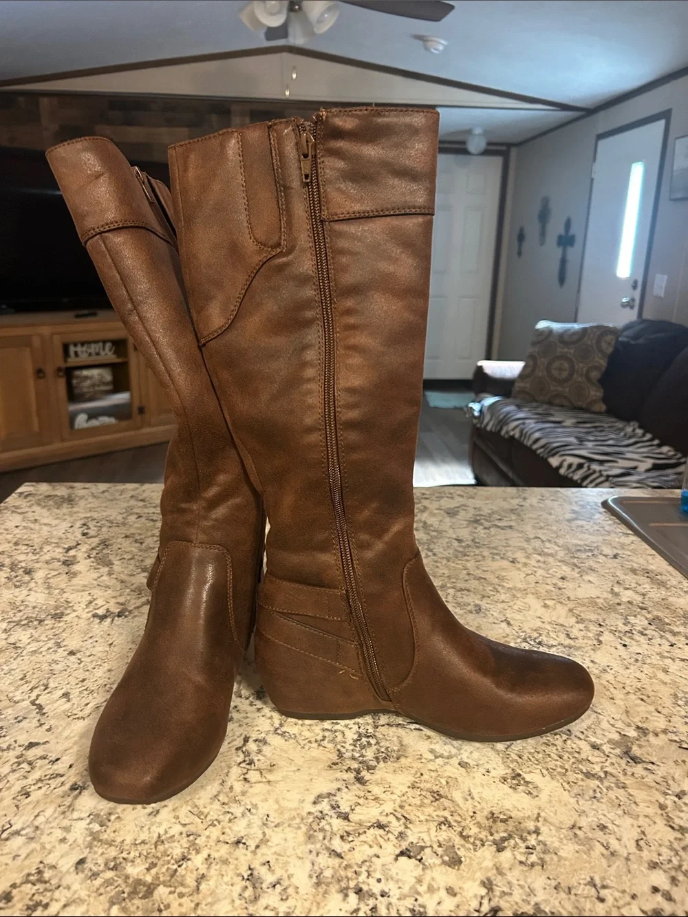 BareTraps Brown Over-the-Knee Wedge Boots